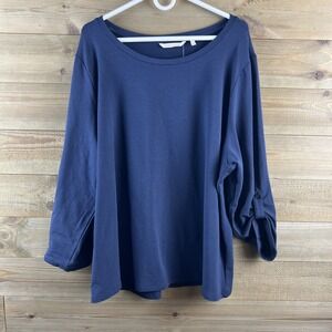 Soft Surroundings Womens Shirt Fina Soft Terry Tee Roll Tab Sleeve Comfort 3X